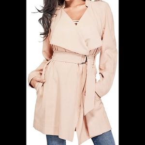 GUESS Women's Cali Belted Twill Trench Coat